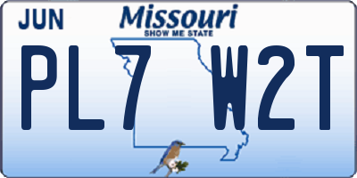 MO license plate PL7W2T