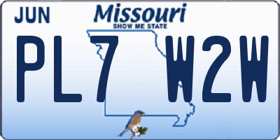 MO license plate PL7W2W