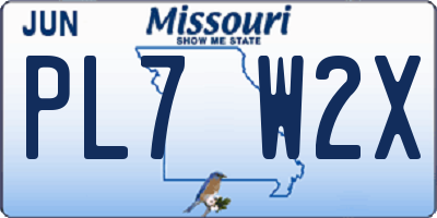 MO license plate PL7W2X
