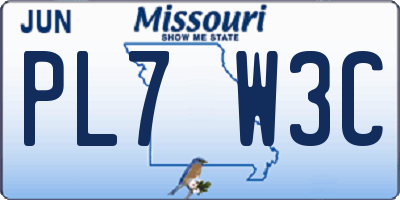 MO license plate PL7W3C