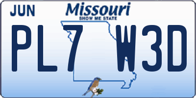 MO license plate PL7W3D