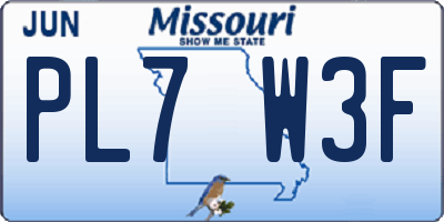MO license plate PL7W3F