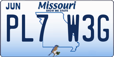 MO license plate PL7W3G