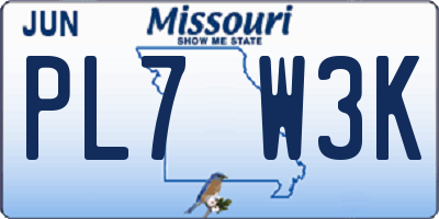 MO license plate PL7W3K