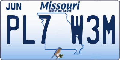 MO license plate PL7W3M