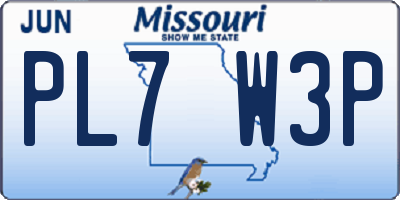 MO license plate PL7W3P