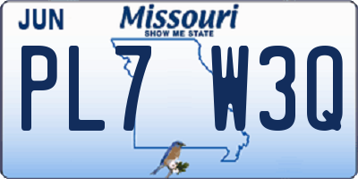 MO license plate PL7W3Q