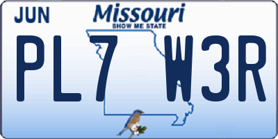 MO license plate PL7W3R
