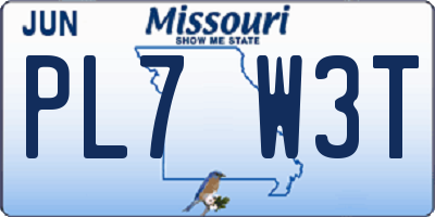 MO license plate PL7W3T