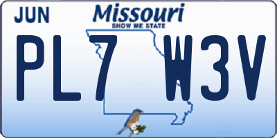 MO license plate PL7W3V