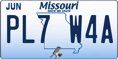 MO license plate PL7W4A