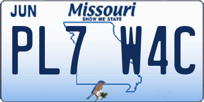 MO license plate PL7W4C