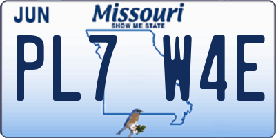 MO license plate PL7W4E