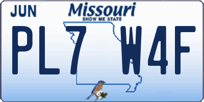 MO license plate PL7W4F