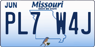 MO license plate PL7W4J