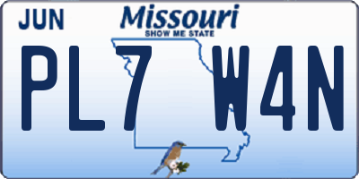 MO license plate PL7W4N