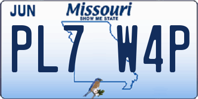 MO license plate PL7W4P