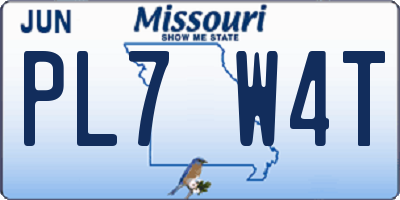 MO license plate PL7W4T