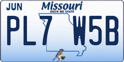 MO license plate PL7W5B