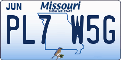 MO license plate PL7W5G