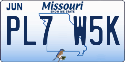 MO license plate PL7W5K