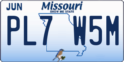 MO license plate PL7W5M
