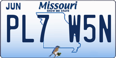 MO license plate PL7W5N