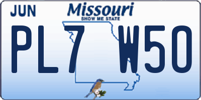 MO license plate PL7W5O