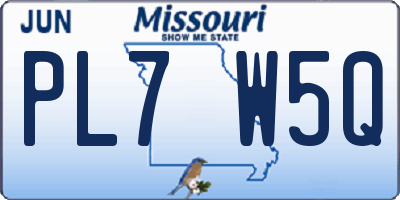 MO license plate PL7W5Q