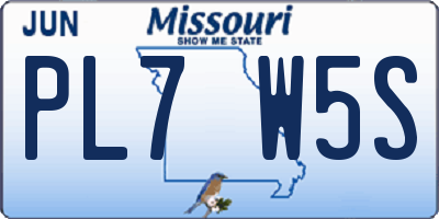 MO license plate PL7W5S