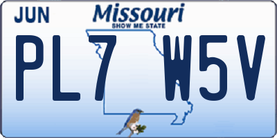 MO license plate PL7W5V