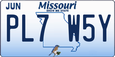 MO license plate PL7W5Y