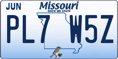 MO license plate PL7W5Z