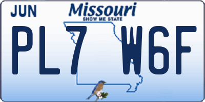 MO license plate PL7W6F