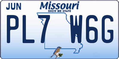 MO license plate PL7W6G
