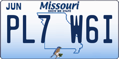 MO license plate PL7W6I