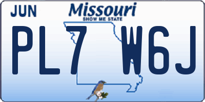 MO license plate PL7W6J
