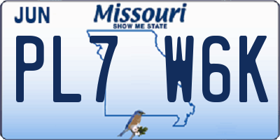 MO license plate PL7W6K