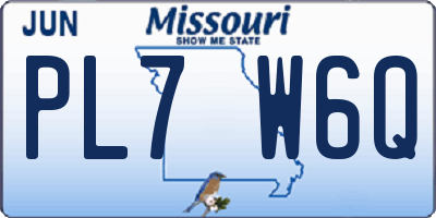 MO license plate PL7W6Q