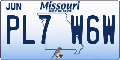 MO license plate PL7W6W