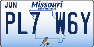 MO license plate PL7W6Y