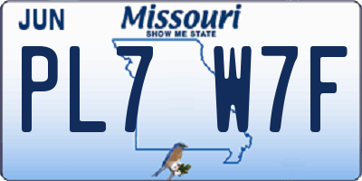 MO license plate PL7W7F