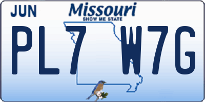 MO license plate PL7W7G