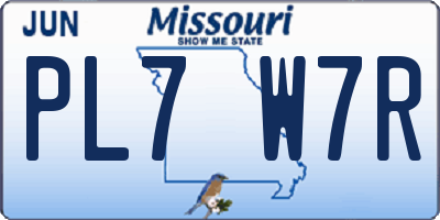 MO license plate PL7W7R
