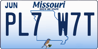 MO license plate PL7W7T