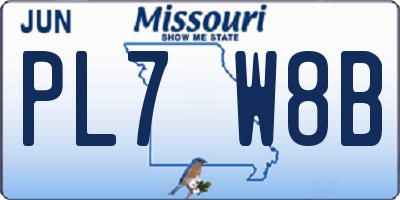 MO license plate PL7W8B