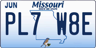MO license plate PL7W8E