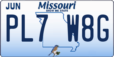 MO license plate PL7W8G