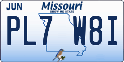 MO license plate PL7W8I