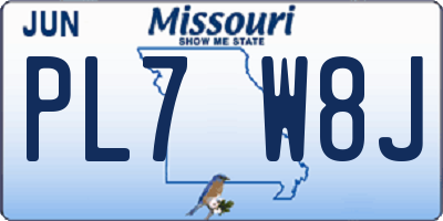 MO license plate PL7W8J